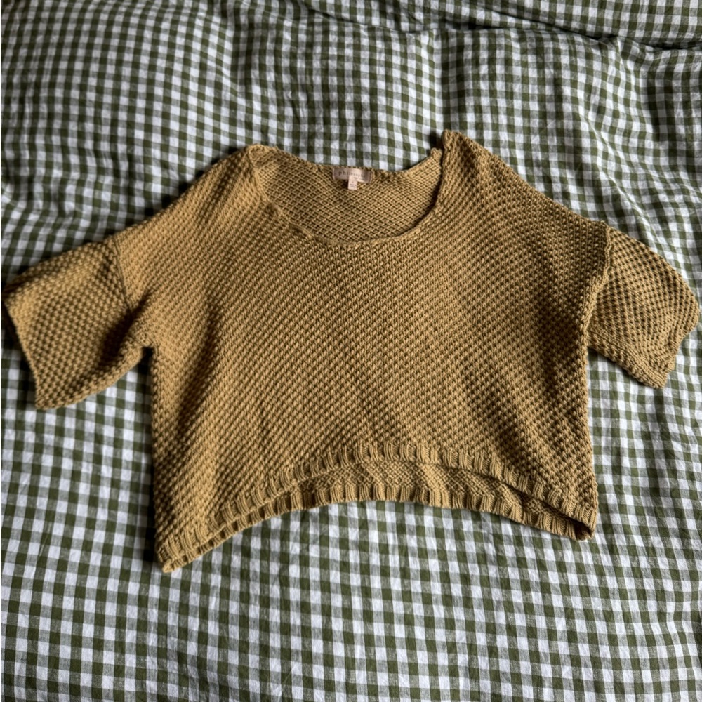 Philosophy cropped knit sweater in camel